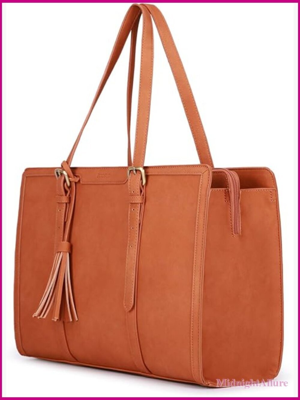 15.6" Laptop Tote Bag PU Leather Work Office 3 Layer Compartments